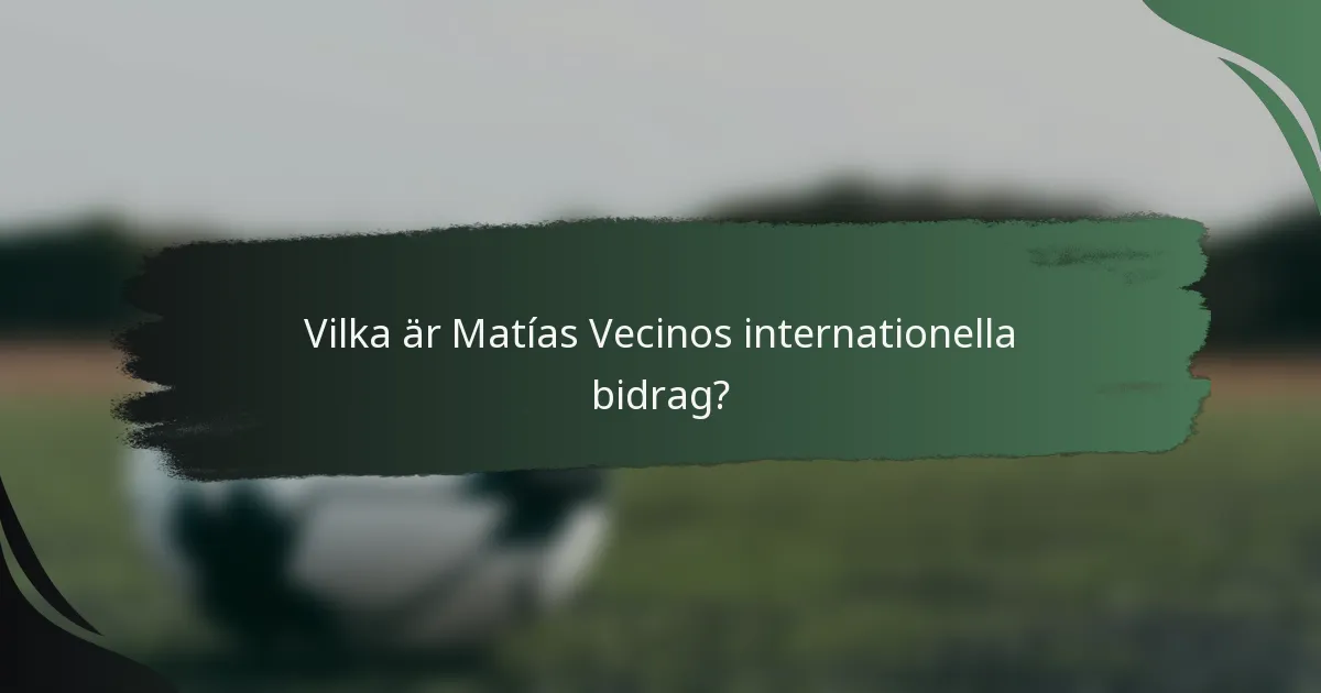 Vilka är Matías Vecinos internationella bidrag?