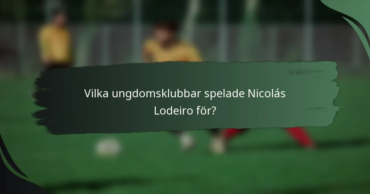 Vilka ungdomsklubbar spelade Nicolás Lodeiro för?